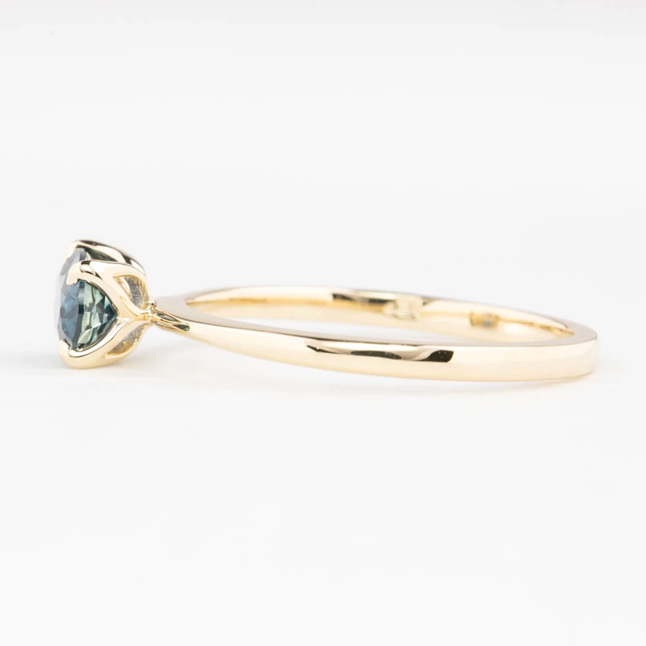 Sara Ring 0.86ct Teal Blue Oval Montana Sapphire, 14K Yellow Gold (One of a kind)