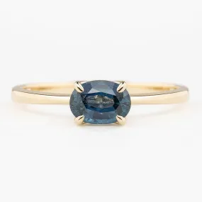 Sara Ring 0.86ct Teal Blue Oval Montana Sapphire, 14K Yellow Gold (One of a kind)