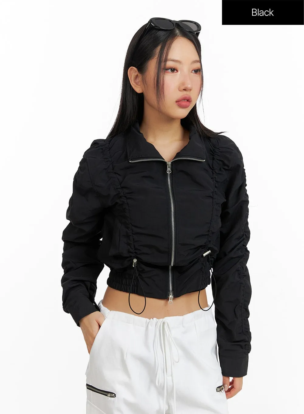 Shirred Nylon Crop Jacket CF414