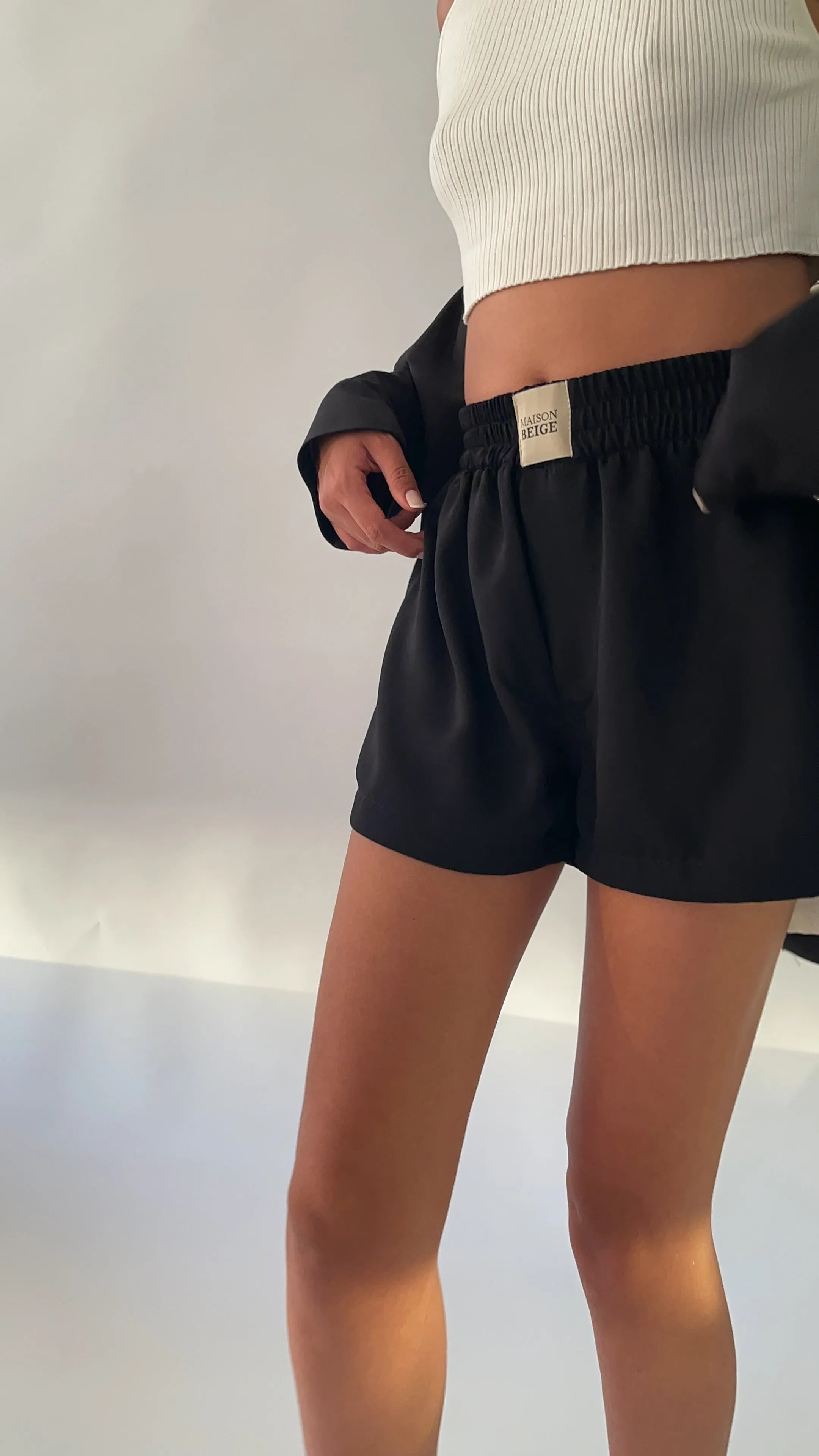 SHORT EN SOIE NOIR BOXER