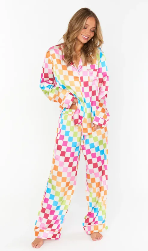 Show Me Your Mumu Classic PJ Set - Multi Checker Silky