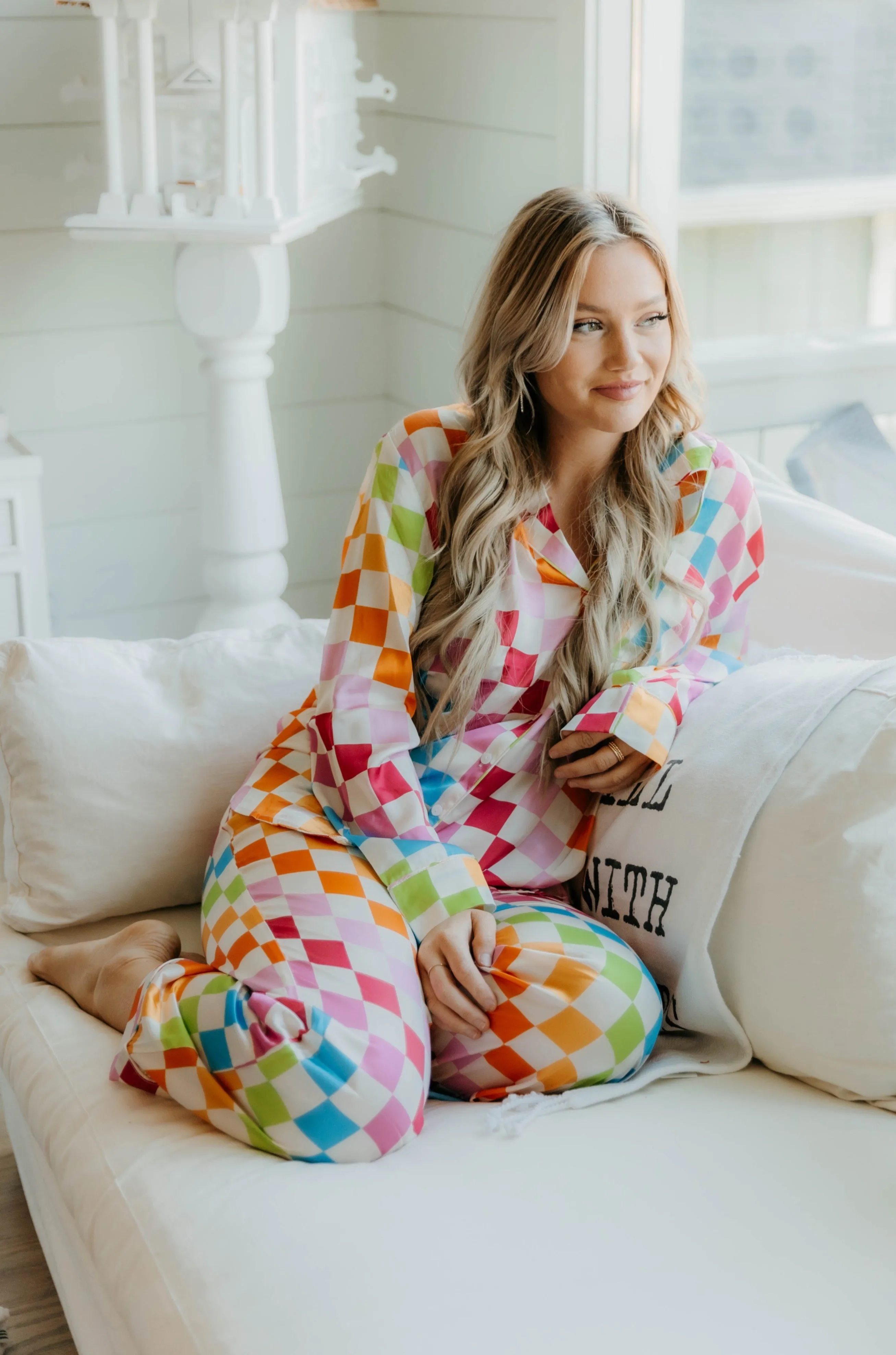 Show Me Your Mumu Classic PJ Set - Multi Checker Silky