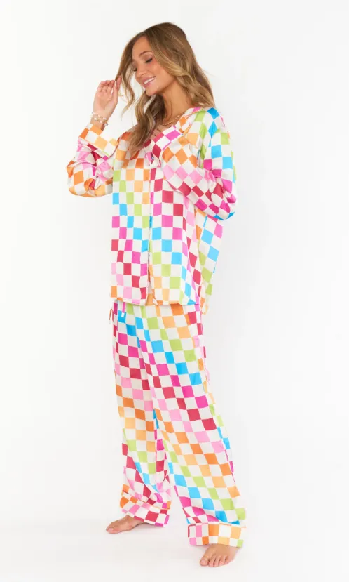 Show Me Your Mumu Classic PJ Set - Multi Checker Silky