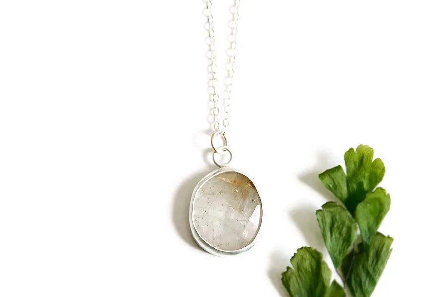 silver rutilated quartz necklace no 2