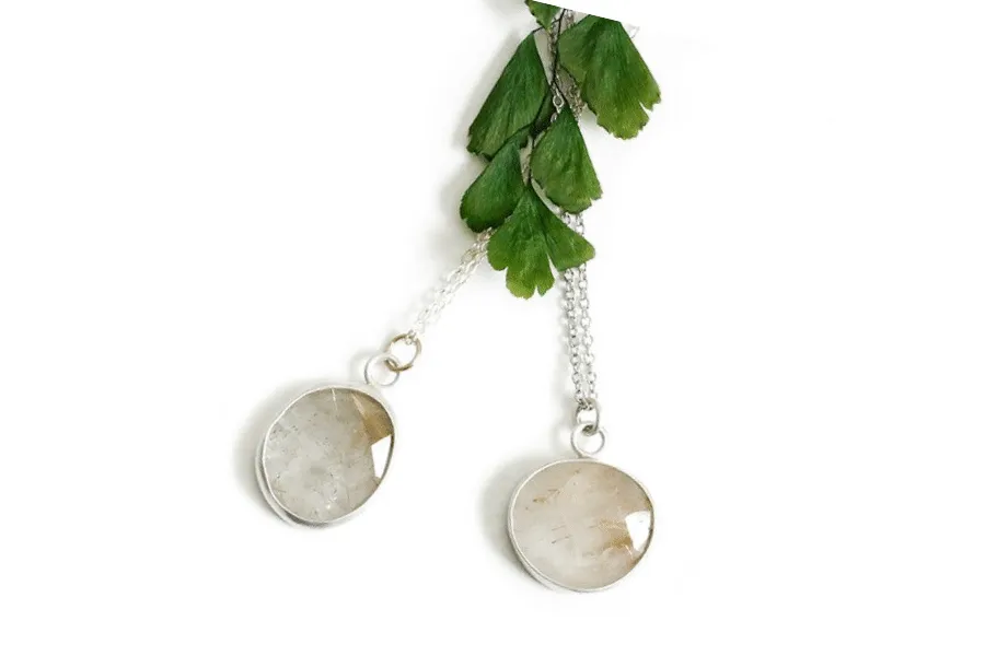 silver rutilated quartz necklace no 2