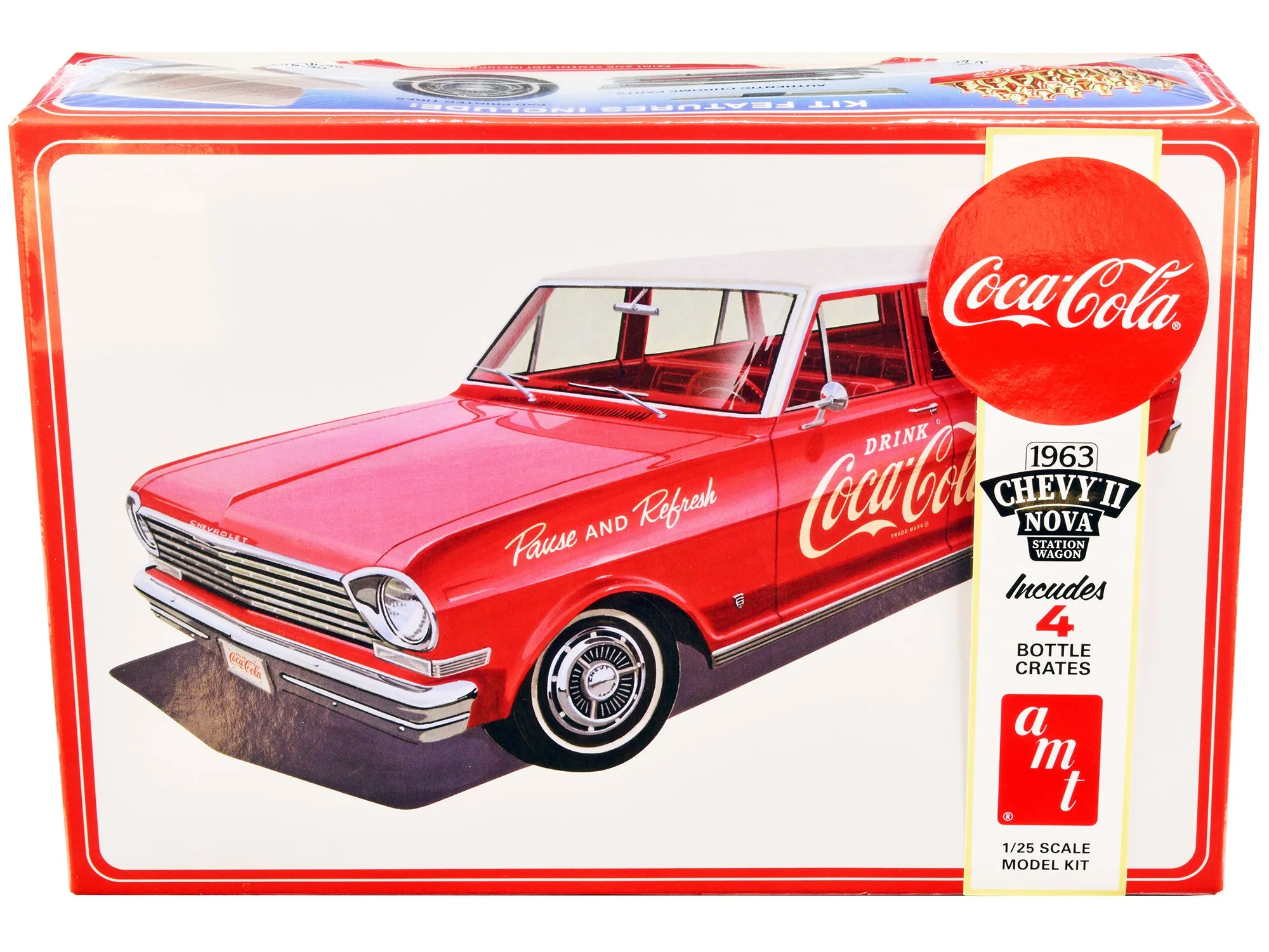 Skill 3 Model Kit 1963 Chevrolet II Nova Wagon Coca-Cola 1/25 Scale Model by AMT