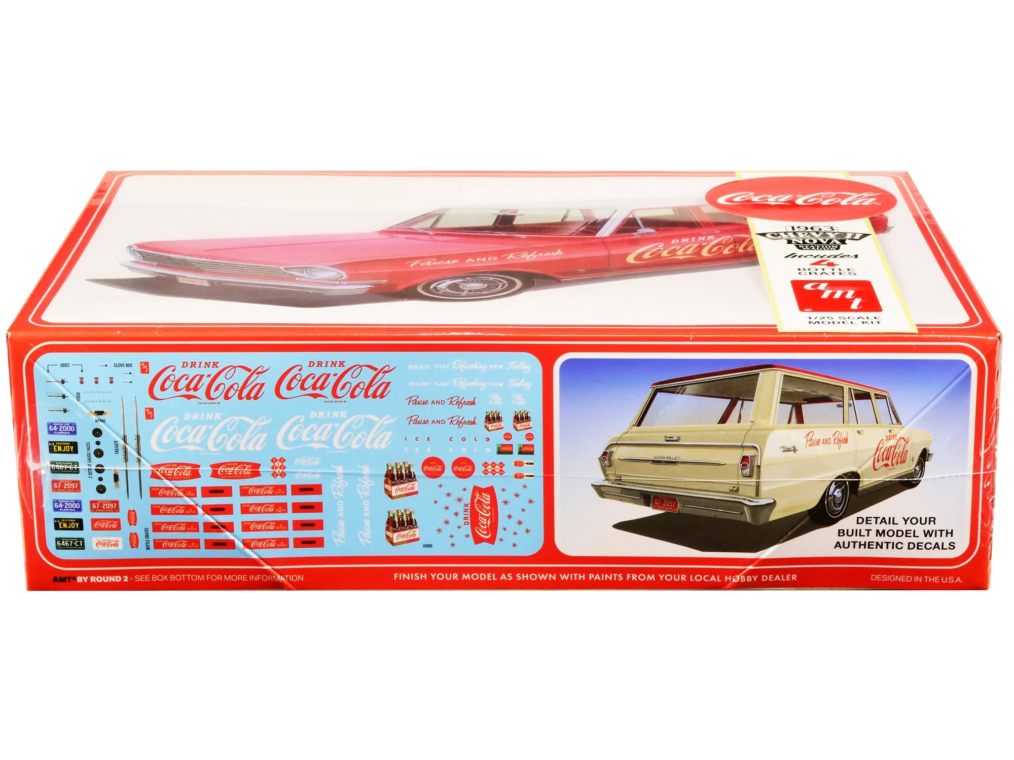 Skill 3 Model Kit 1963 Chevrolet II Nova Wagon Coca-Cola 1/25 Scale Model by AMT