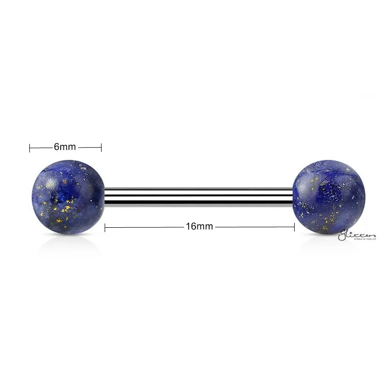 Sodalite Blue Stone Balls Straight Barbell - Tongue | Nipple