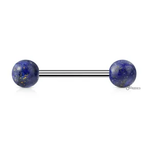 Sodalite Blue Stone Balls Straight Barbell - Tongue | Nipple