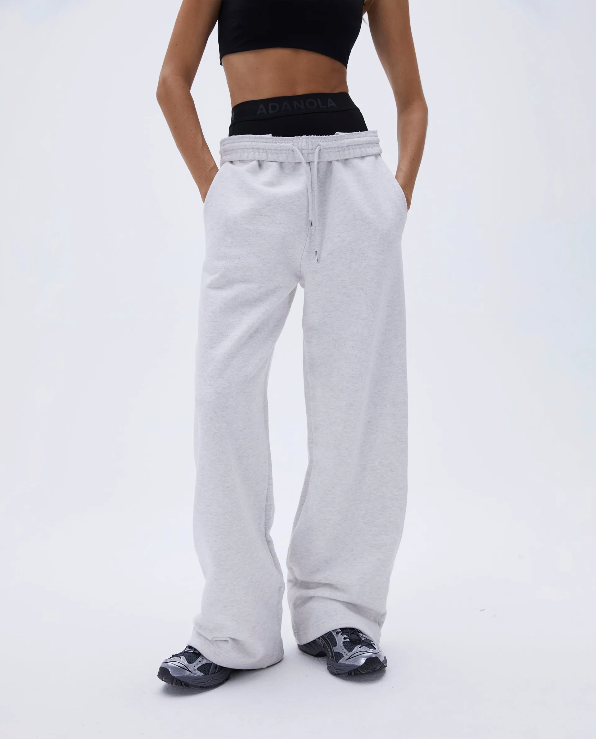 Straight Leg Sweatpants - Light Grey Melange