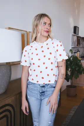 Strawberry All Over Graphic Tee, White