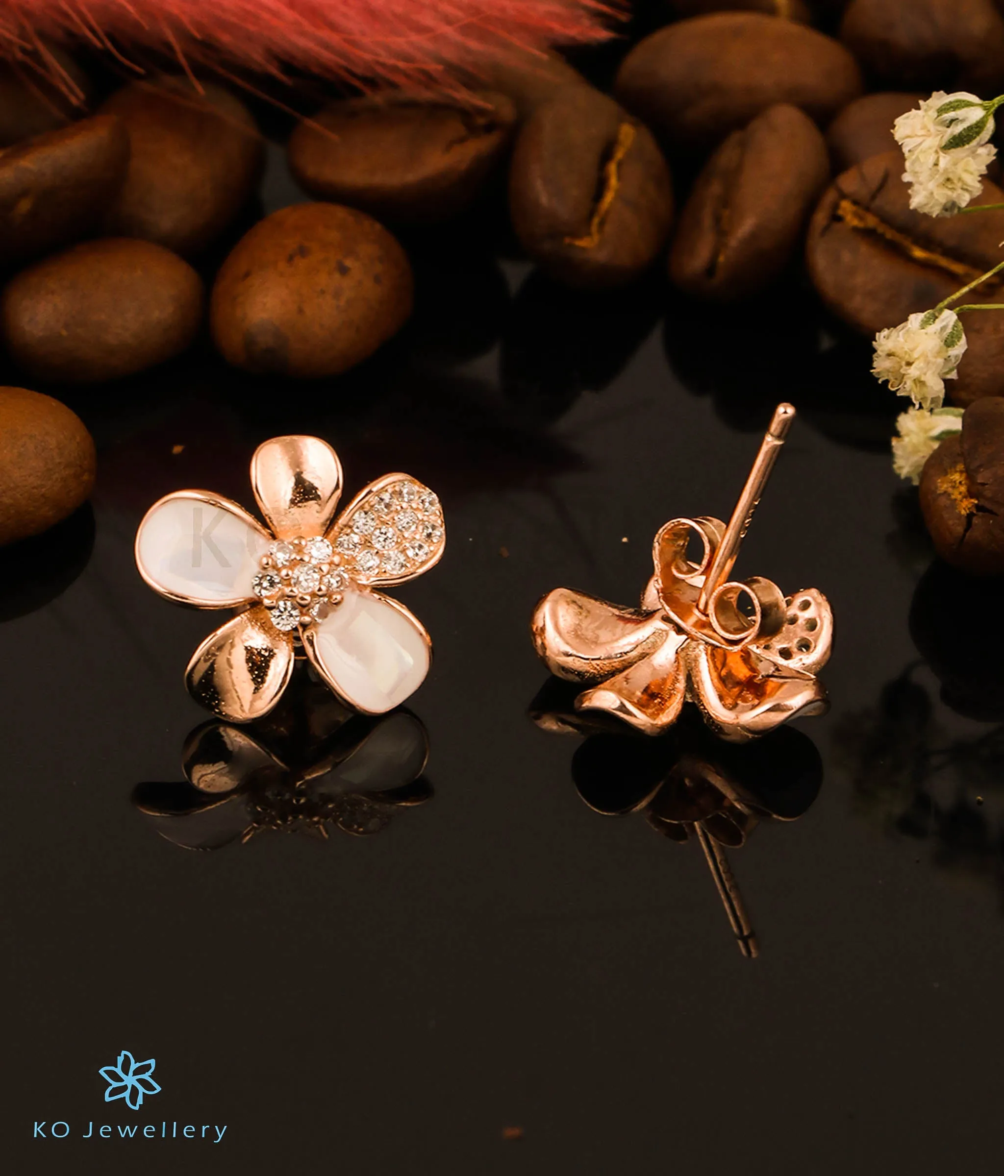 The Dreamy Flower Silver Rosegold Earstuds