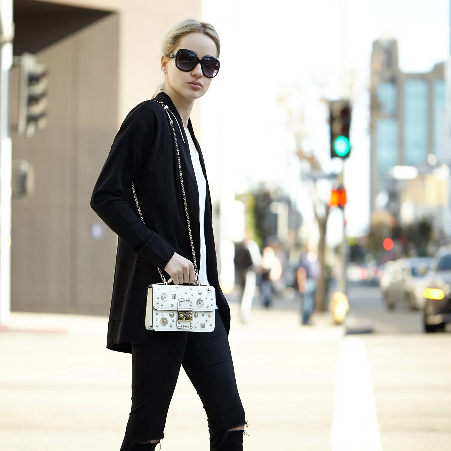 The Hollywood Small Leather Bag White