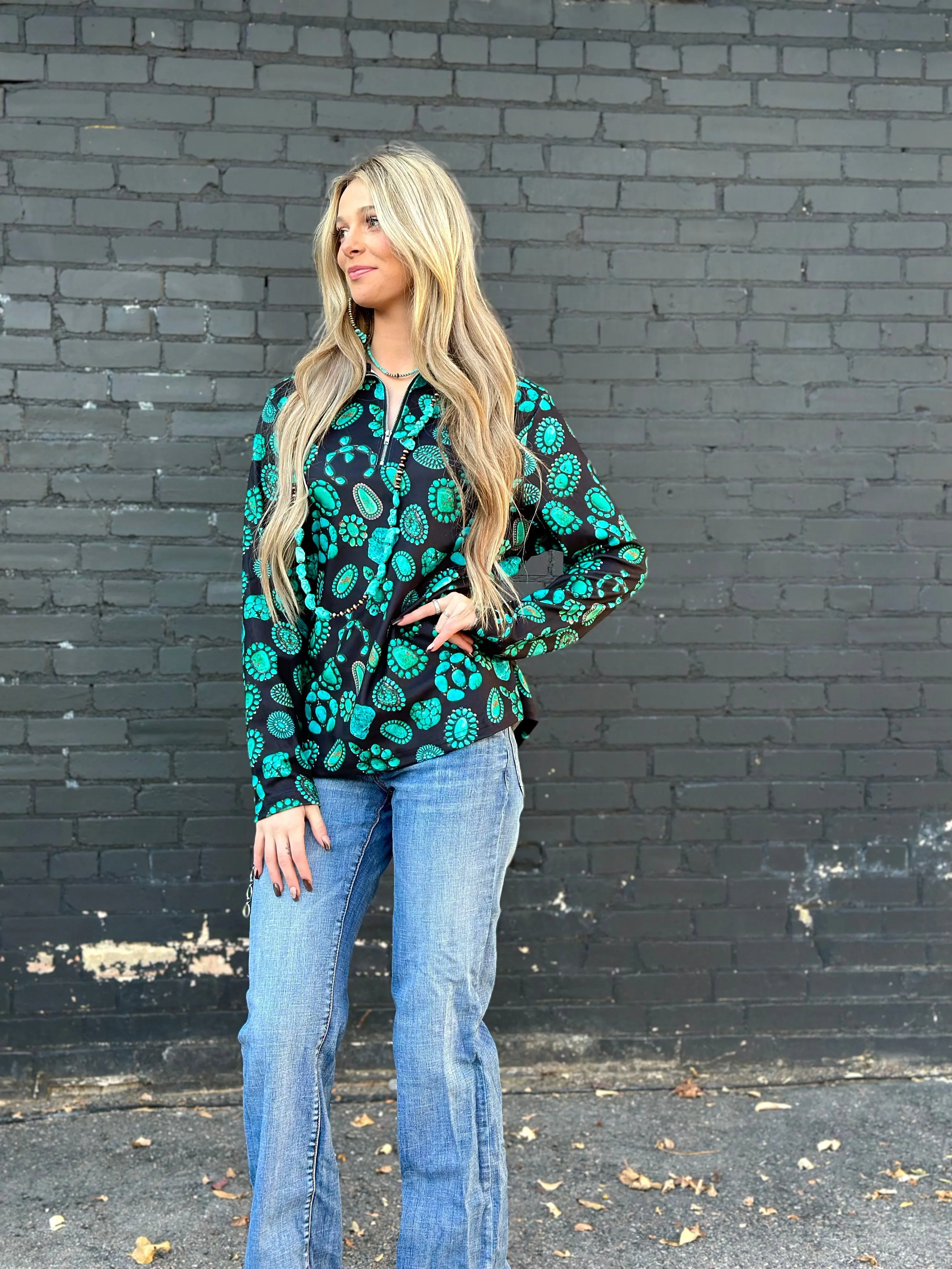 The Turquoise Stones Quarter Zip Pullover