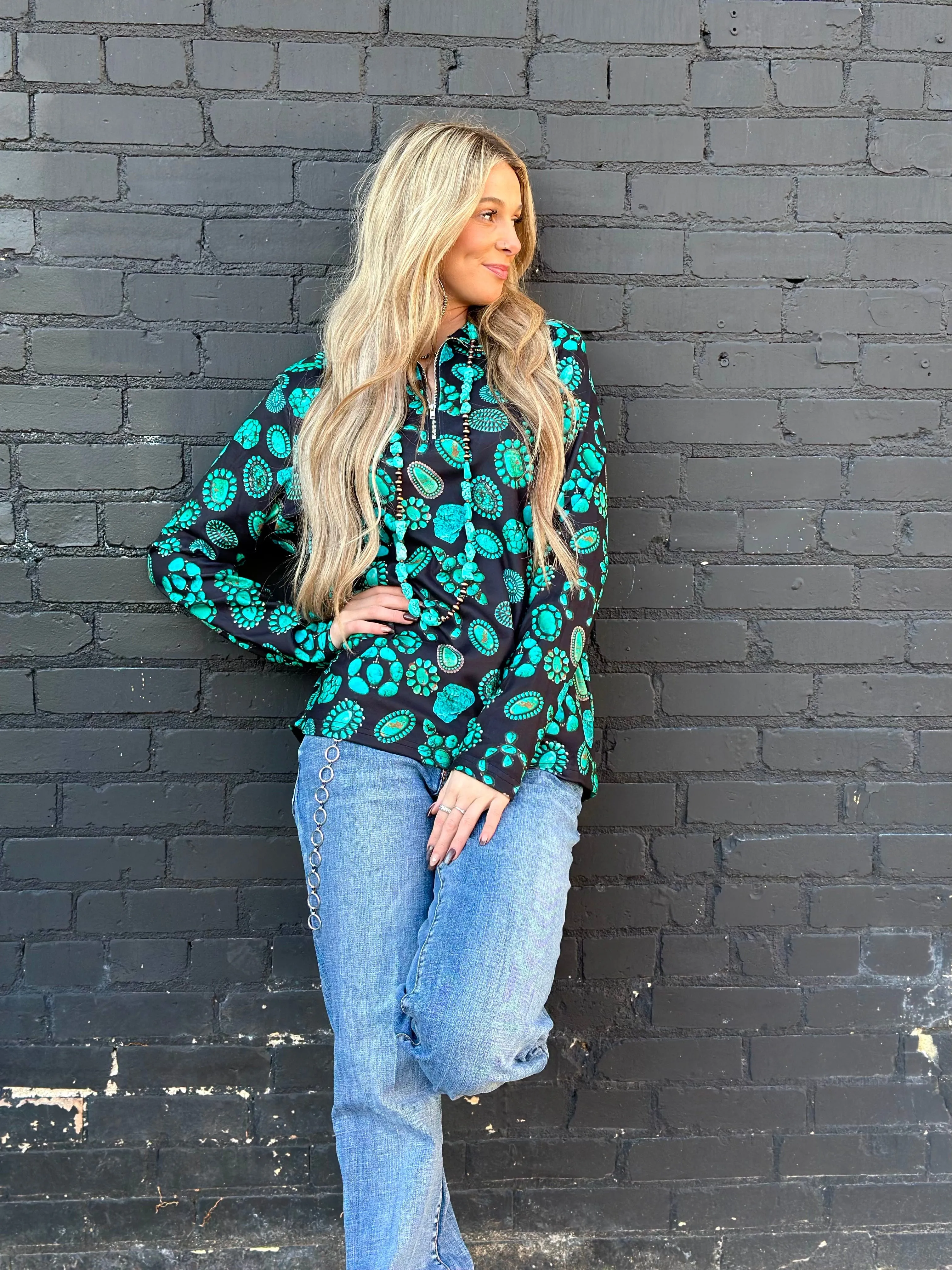 The Turquoise Stones Quarter Zip Pullover