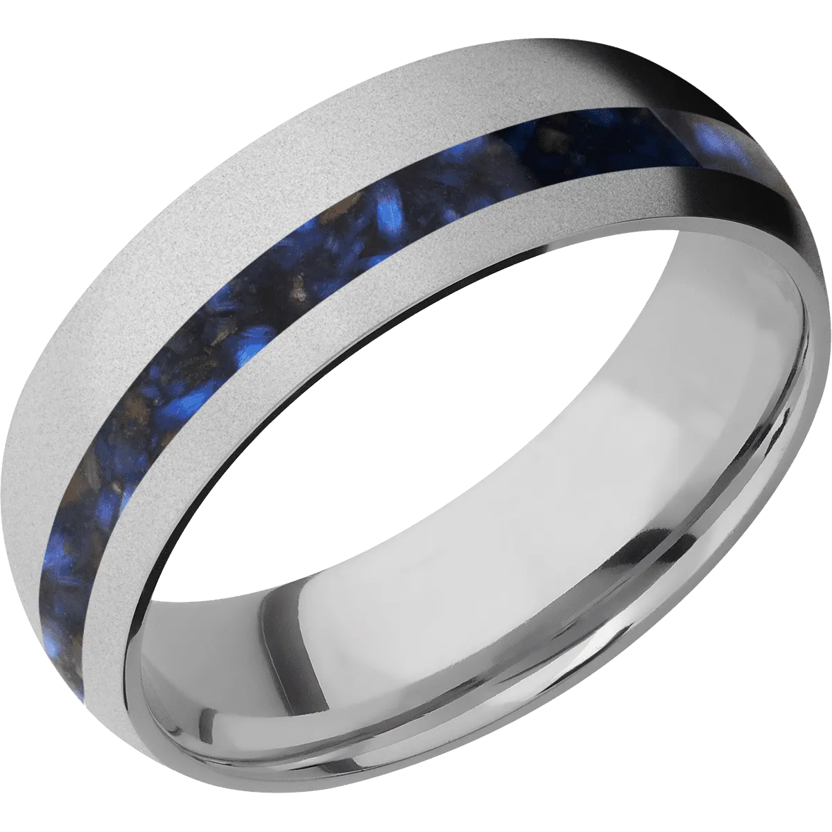 Titanium with Bead , Bead Finish and Blue Tiger Eye Inlay