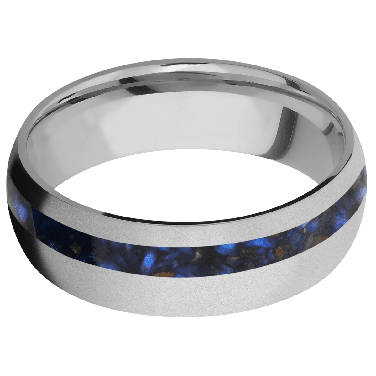 Titanium with Bead , Bead Finish and Blue Tiger Eye Inlay