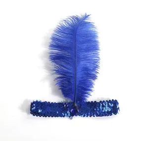 Unisex Feather Headdress Flapper Sequin Costume Party Headband