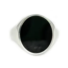 Unisex Onyx Oval Silver Ring