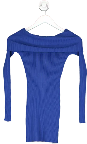 Urban Outfitters Blue Off The Shoulder Knit Mini Dress UK S