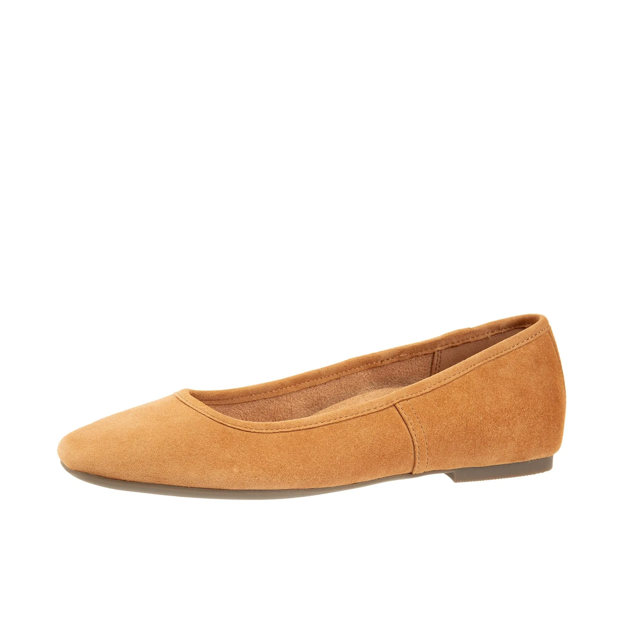 Vionic Womens Orinda Square Toe Ballet Flat Camel