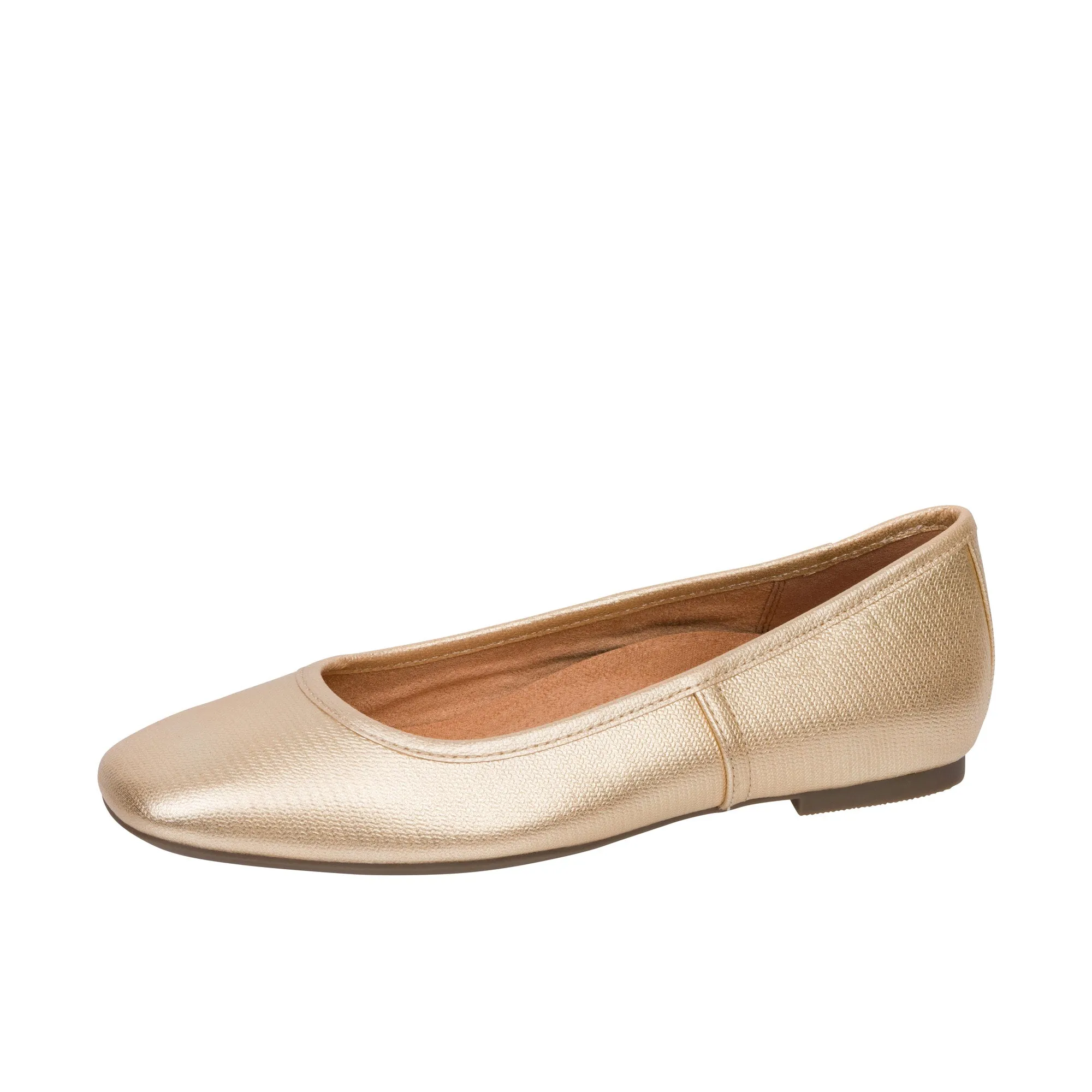 Vionic Womens Orinda Square Toe Ballet Flat Gold