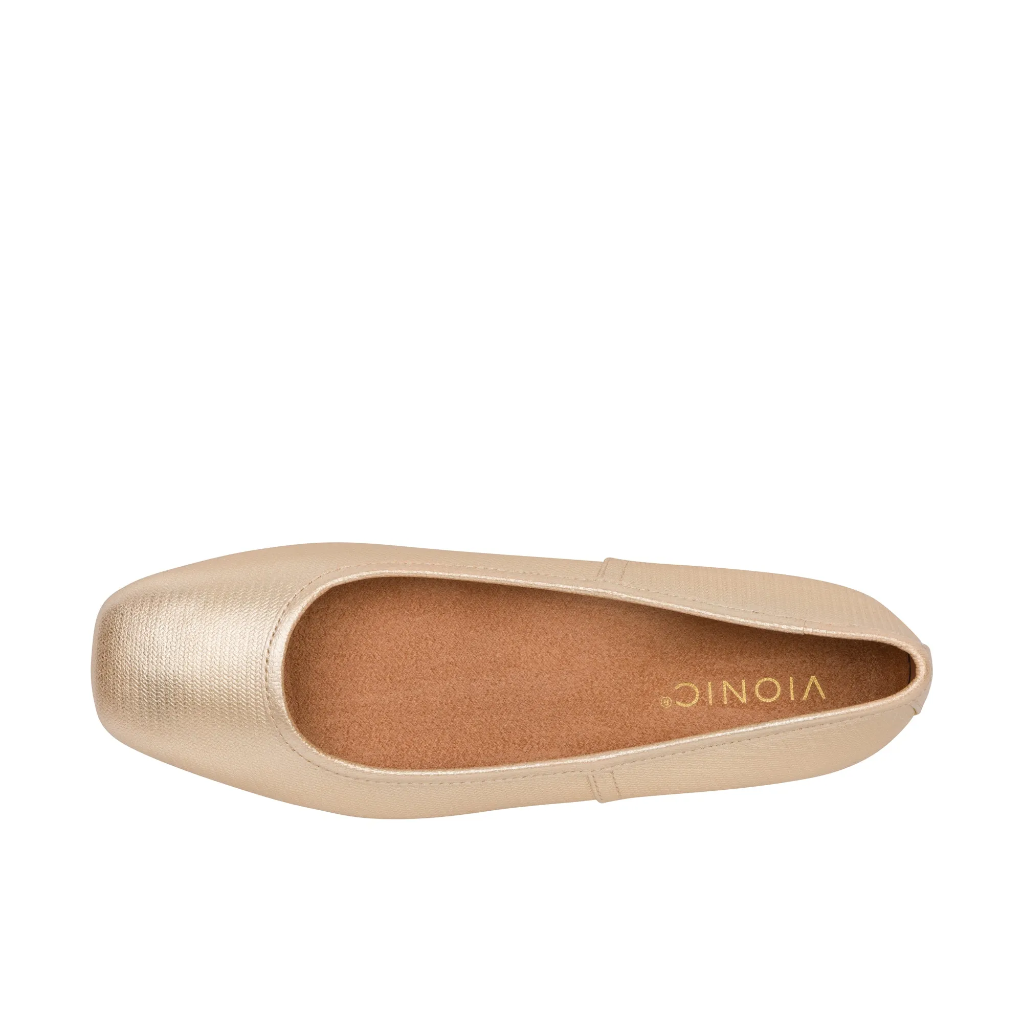 Vionic Womens Orinda Square Toe Ballet Flat Gold