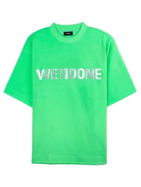 We11done Oversized Metal Logo Tee Green