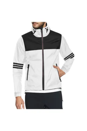 White & Black All Over Print Windbreaker for Men (Model H23)