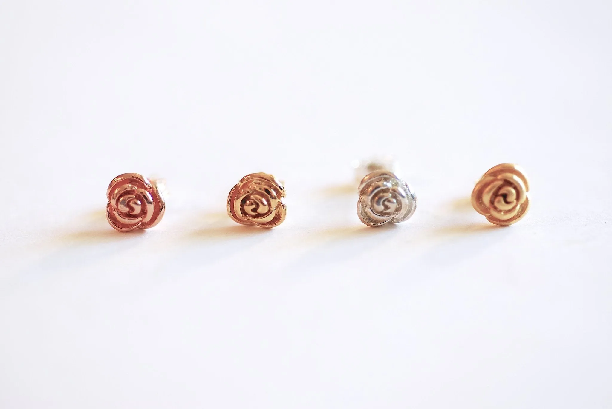 Wholesale Rose Stud Earrings- Vermeil Gold, 925 Sterling Silver, Rose Gold, Flower Earrings, Dainty Earrings, Everyday Earrings, Rose Post Studs