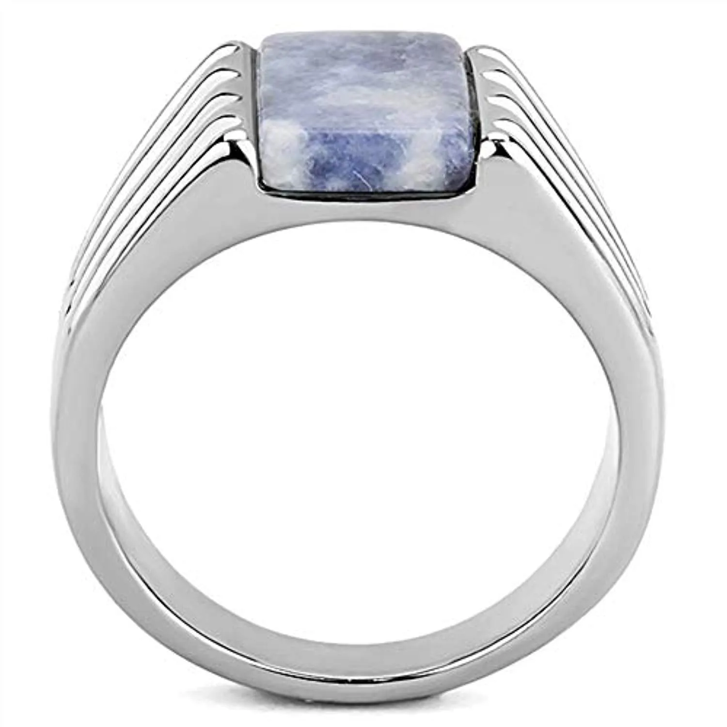 WildKlass Stainless Steel Ring High Polished (no Plating) Men Semi-Precious Capri Blue