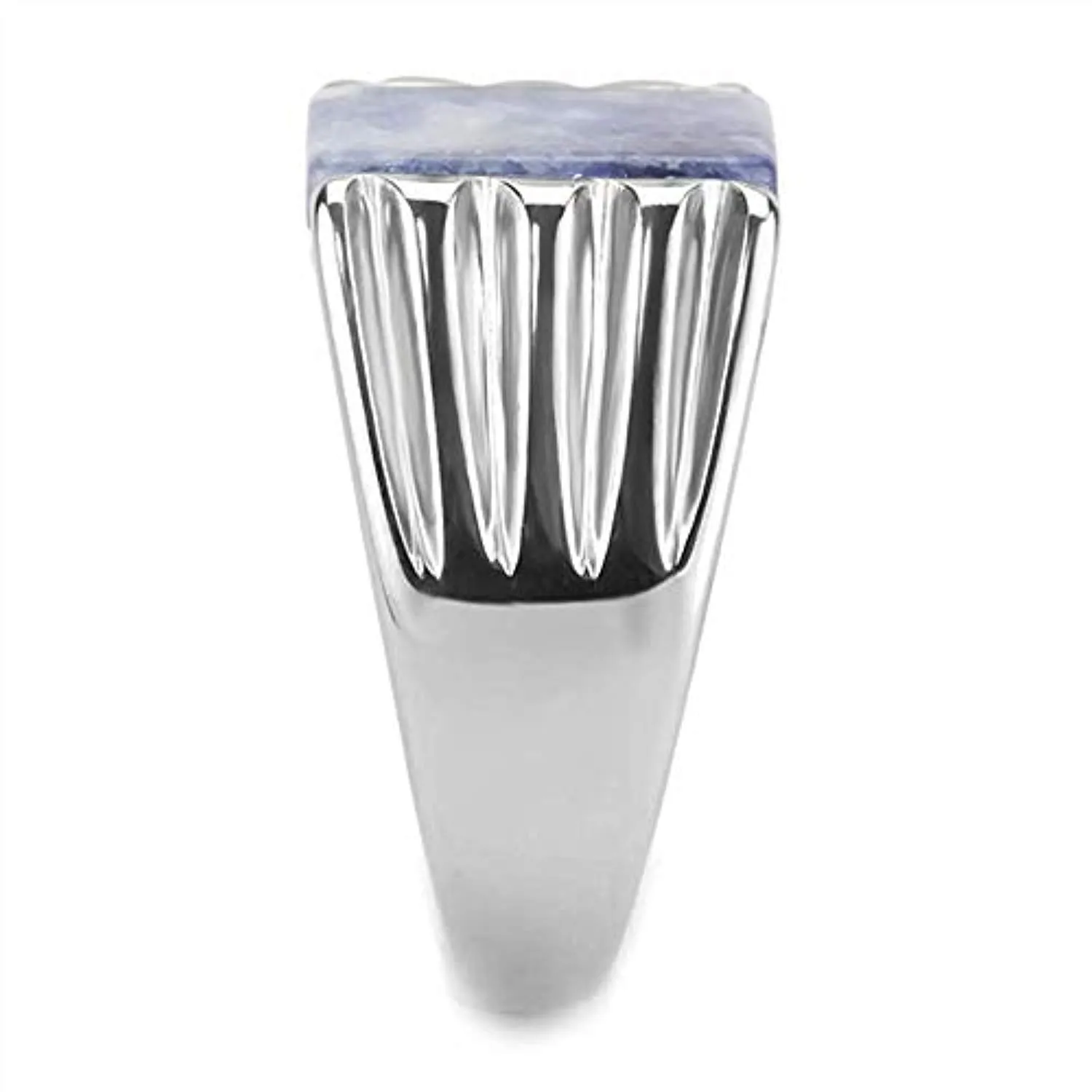 WildKlass Stainless Steel Ring High Polished (no Plating) Men Semi-Precious Capri Blue