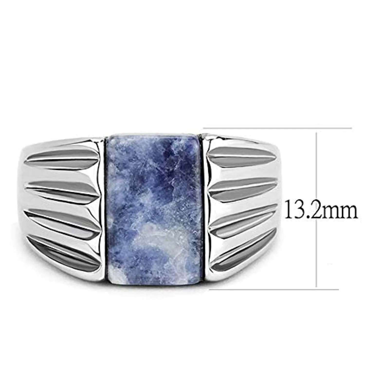 WildKlass Stainless Steel Ring High Polished (no Plating) Men Semi-Precious Capri Blue