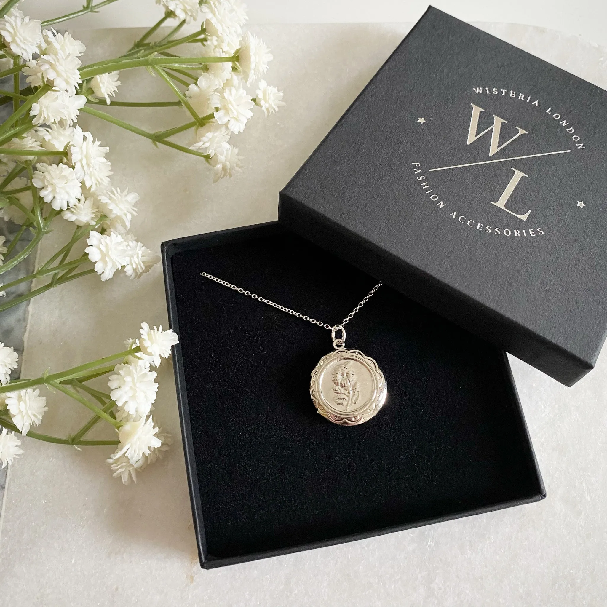 Wisteria London Maria Silver Flower Locket