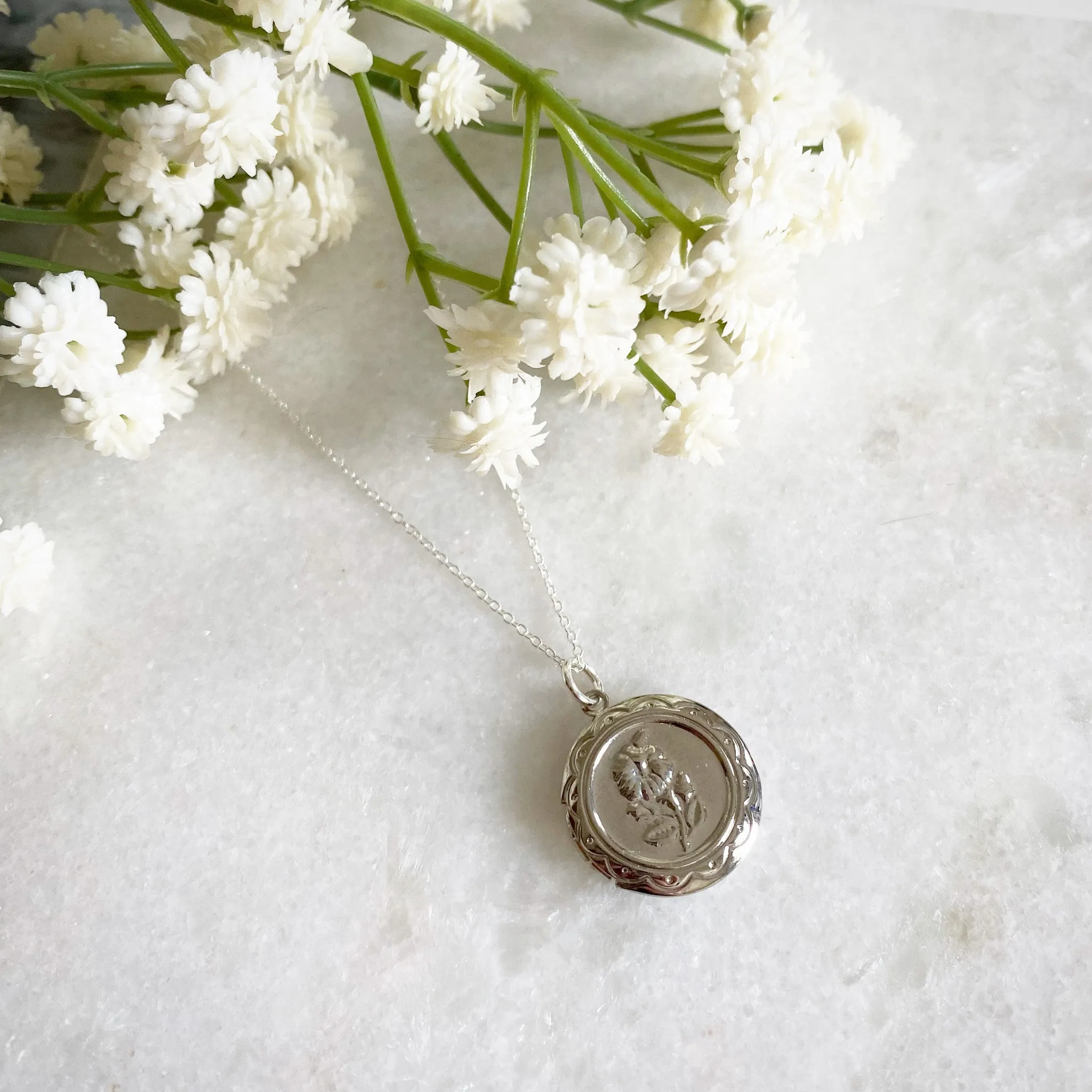 Wisteria London Maria Silver Flower Locket