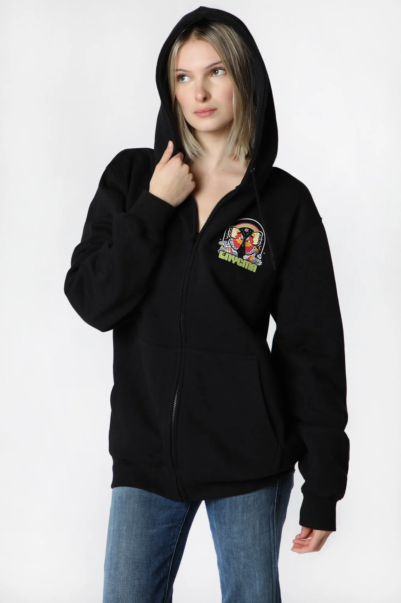 Womens Enygma Life's a Trip Graphic Zip-Up Hoodie