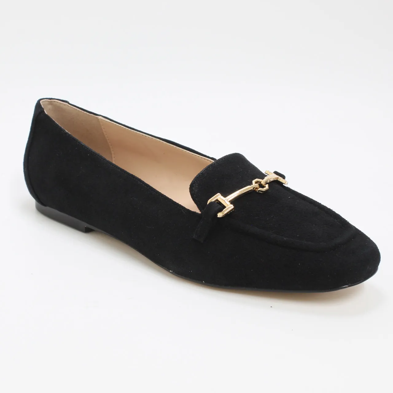 Womens Office Flying High Snaffle Suede Loafers Black Suede