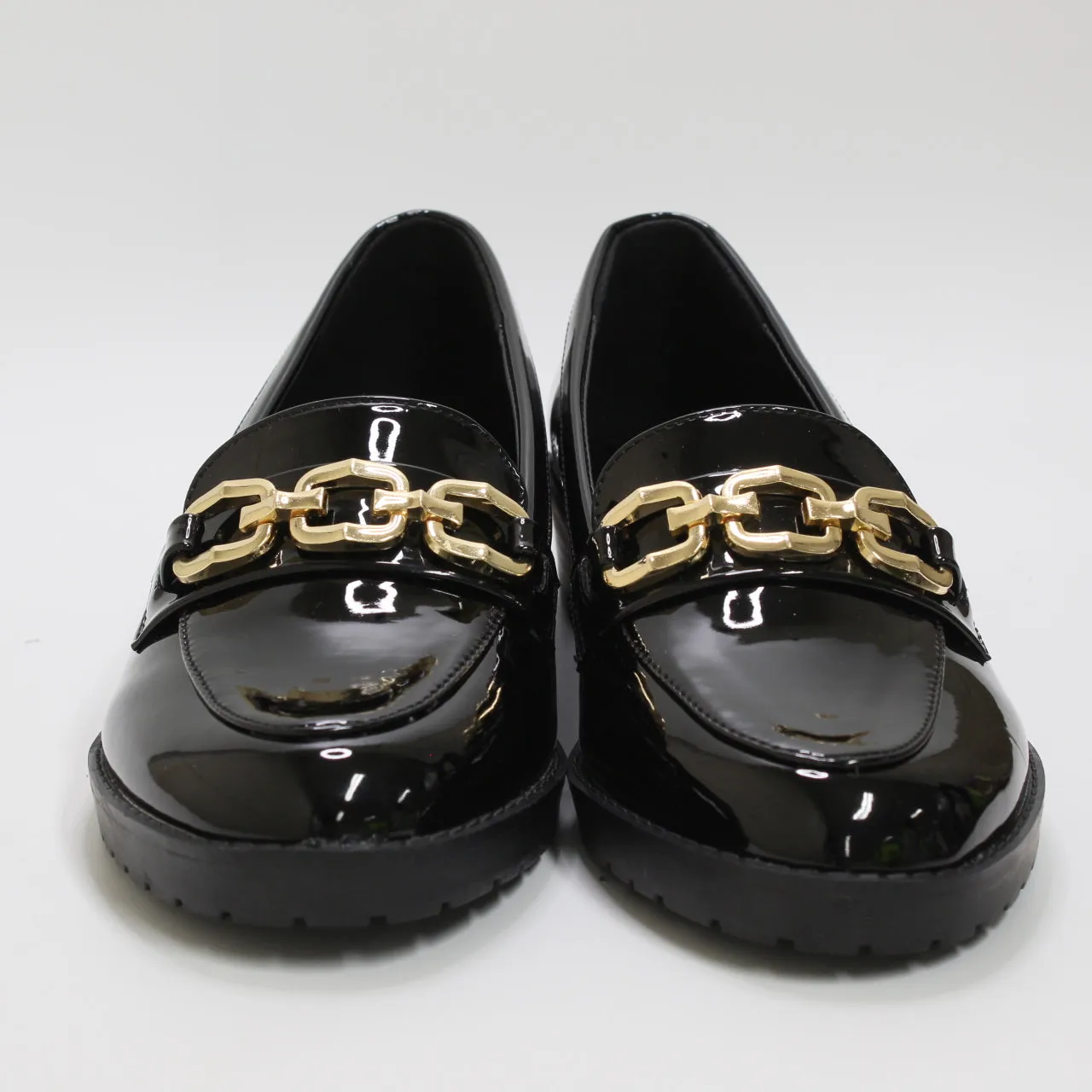 Womens Office Forget Me Not Metal Trim Loafers Black Patent