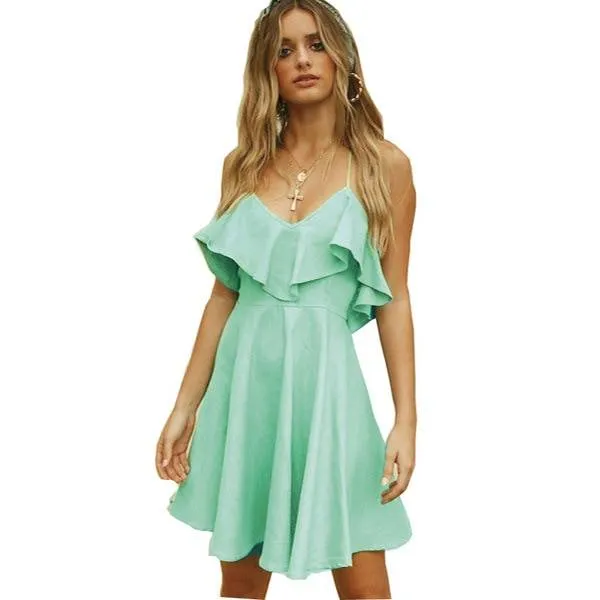 Women's Summer Ruffled Backless Dress