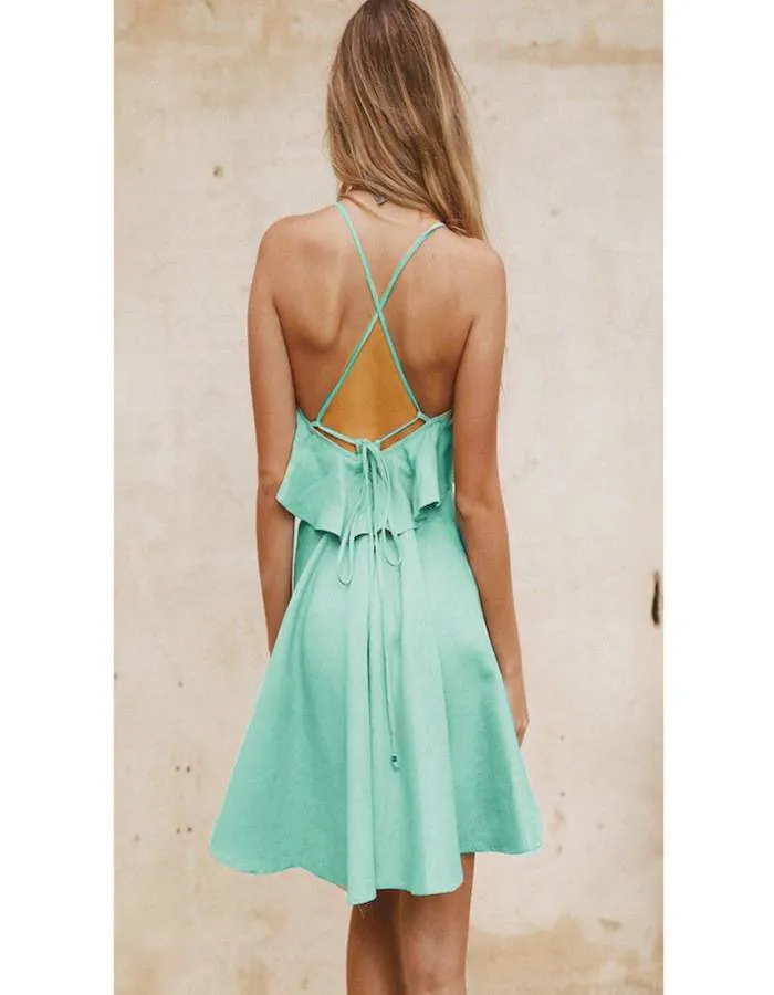 Women's Summer Ruffled Backless Dress