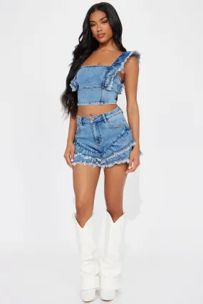 Ximena Denim Short Set - Light Wash