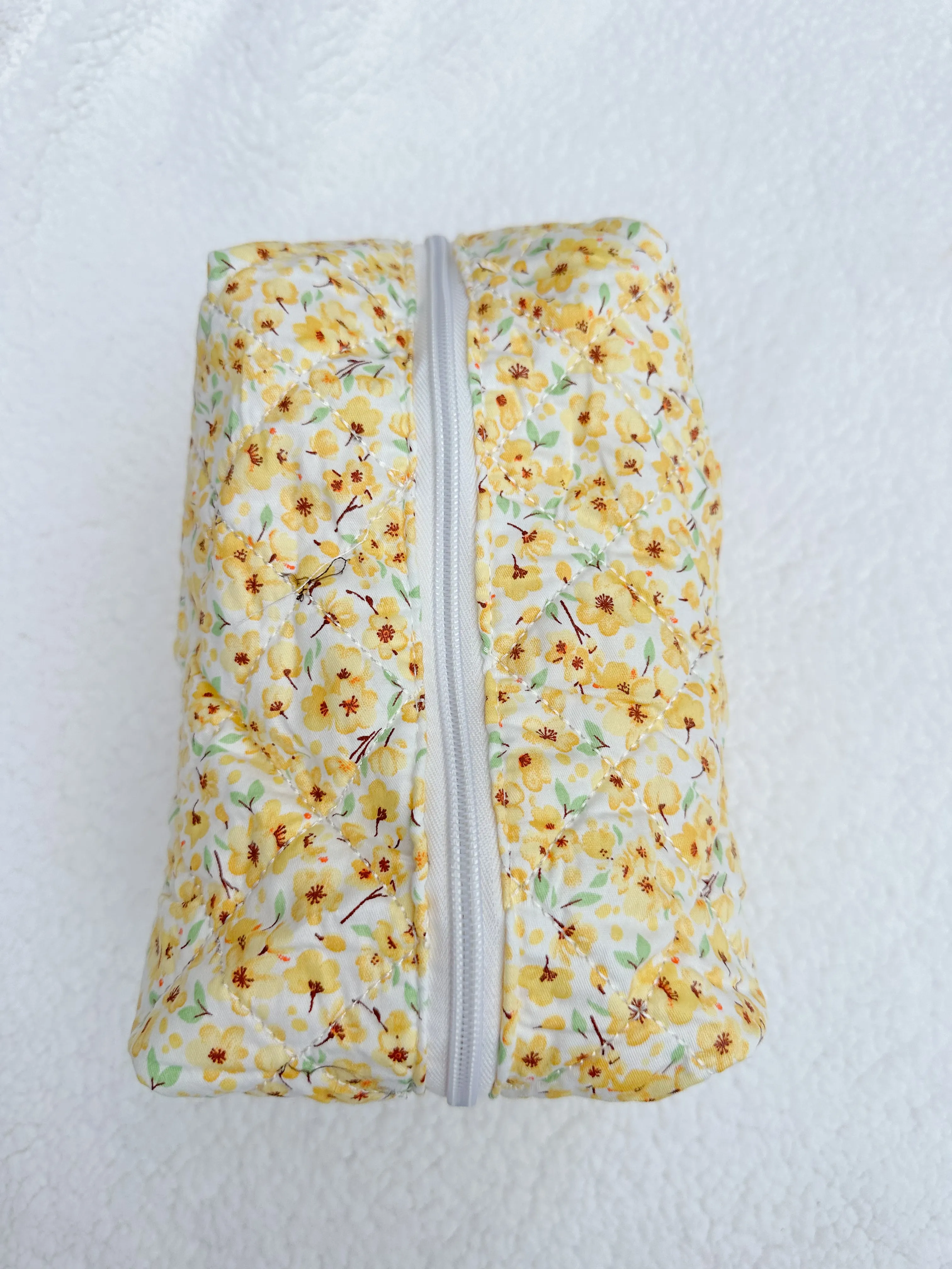 Yellow Flower Quilted Handmade Makeup Bag