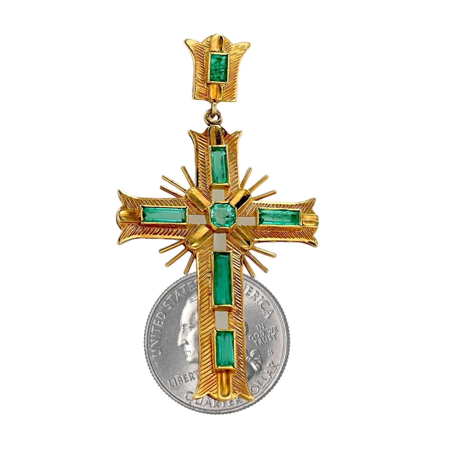 Yellow gold 18k emerald solid cross