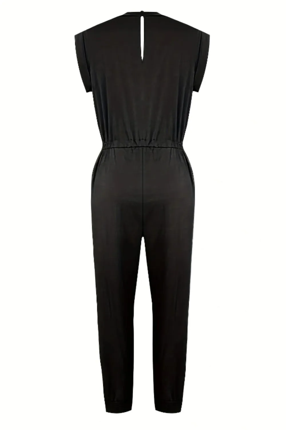 Ärmelloser Jumpsuit mit Rundhalsausschnitt und Kordelzug