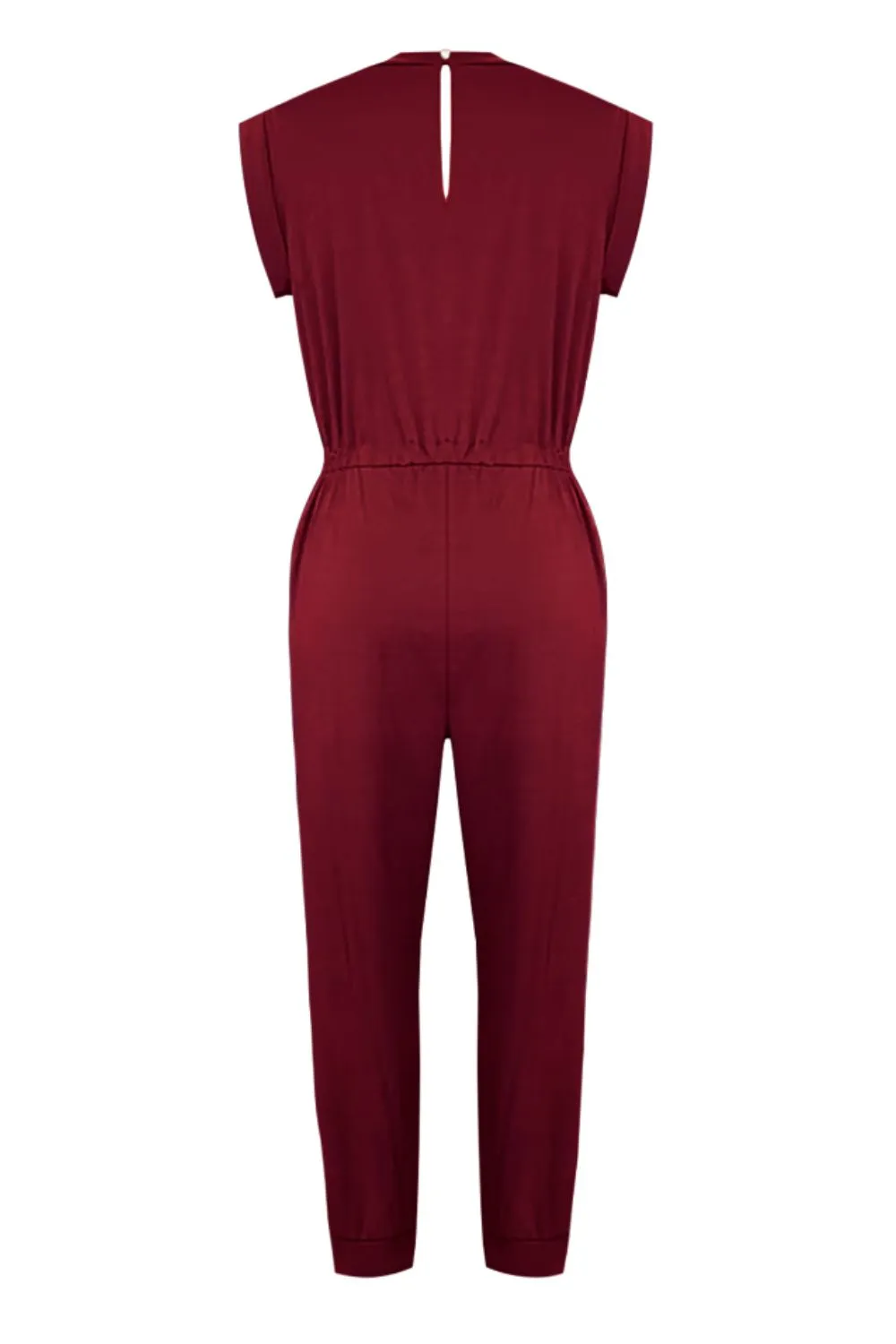 Ärmelloser Jumpsuit mit Rundhalsausschnitt und Kordelzug